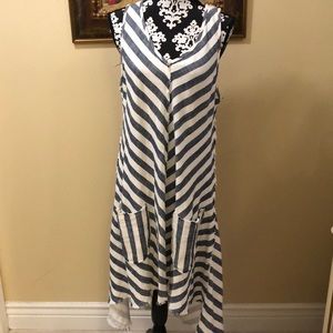 🌊 Fresh Laundry linen distressed seams and hems chevron style stripe maxi dress
